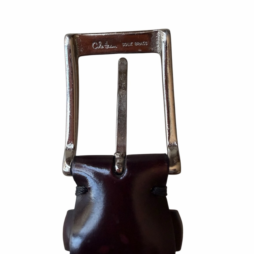 Cole Haan Mens Dress Belt Oxblood Brown with Silver tone Buckle, 32 - Picture 8 of 12